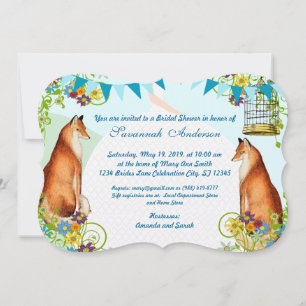 Inbjudningskort för vintage Fox Bunting Garden Möh
