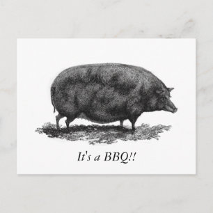 Inbjudningskort för vintage gris BBQ