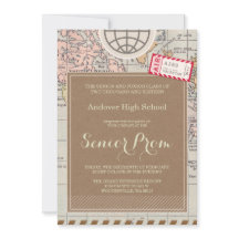 Inbjudningskort för vintage resor för Prom-natten