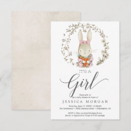 Inbjudningskort för vintagens kanin för babyskor
