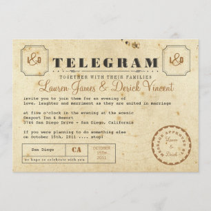 Inbjudningskort för vintagens telegram