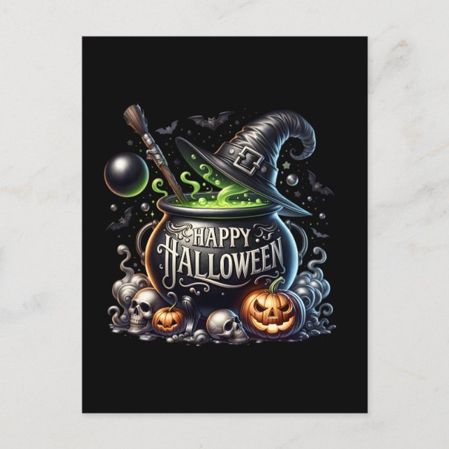 Inbjudningskort för vykort för Happy halloween Cau (Framsida)
