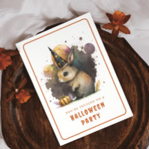 Inbjudningskort för Watercolor Bunny Halloween