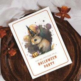 Inbjudningskort för Watercolor Bunny Halloween