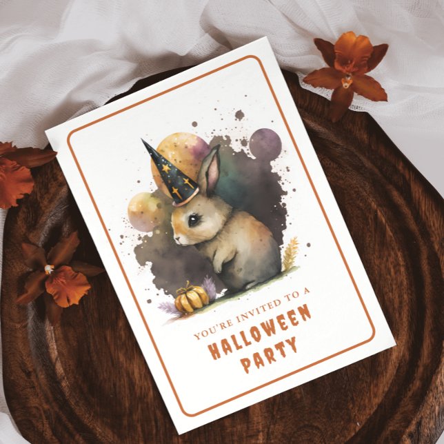 Inbjudningskort för Watercolor Bunny Halloween (Skapare uppladdad)