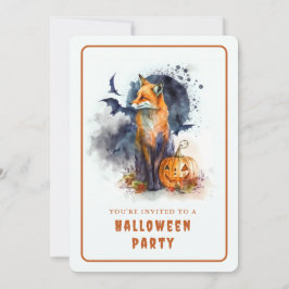 Inbjudningskort för Watercolor Fox Halloween