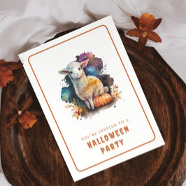 Inbjudningskort för Watercolor Lamb Halloween