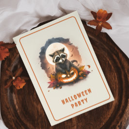 Inbjudningskort för Watercolor Raccoon Halloween