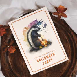 Inbjudningskort för Watercolor Skunk Halloween