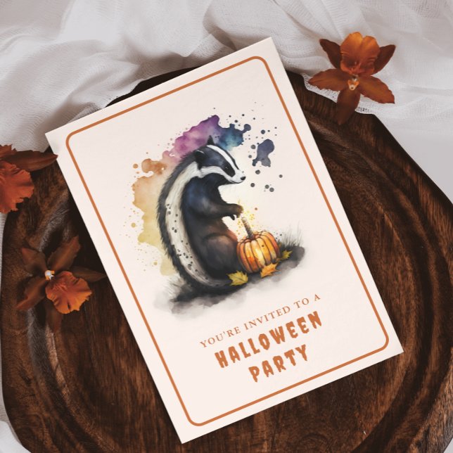 Inbjudningskort för Watercolor Skunk Halloween (Skapare uppladdad)