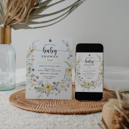 Inbjudningskort för Wildblombi Bee Baby Shower