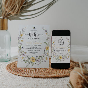 Inbjudningskort för Wildblombi Bee Baby Shower
