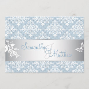 Inbjudningskort för Winter Frost Damask-bröllop