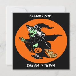 Inbjudningskort för Witch-Tecknad för Halloween-fl