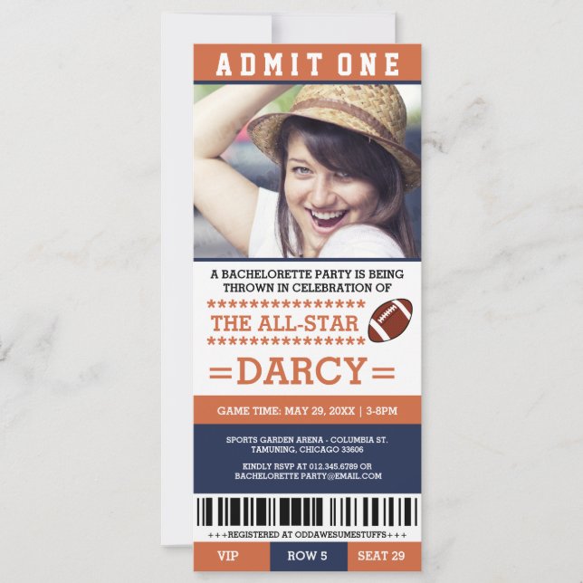 Inbjudningskort från fotbollspartiet Bachelorette (Framsida)