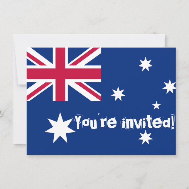 Inbjudningskort i Australien Flagga Party (Framsida)