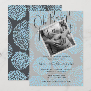 Inbjudningskort I Modern BABY SHOWER PHOTO BOY