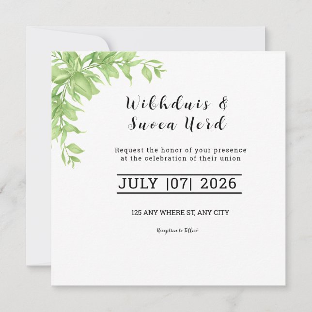 Inbjudningskort - Kortet Bröllop i kvadrat (Framsida)