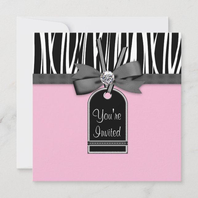 Inbjudningskort Mall Rosa Zebrafest (Framsida)