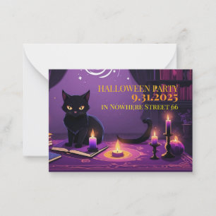 Inbjudningskort med Halloween-illustration för kat