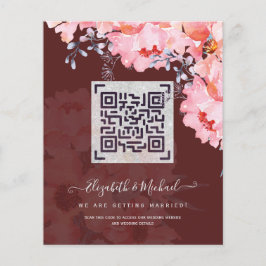 Inbjudningskort på Burgundy QR SCANNING CODE Bröll Flygblad
