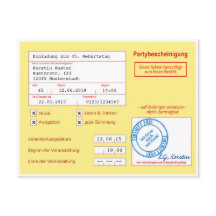 Inbjudningskort som attest/sjukintyg, gul