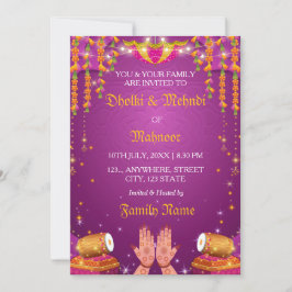 Inbjudningskort till Dholki & Mehndi-kväll
