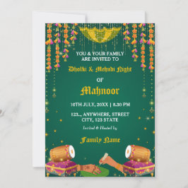 Inbjudningskort till Dholki & Mehndi-kväll