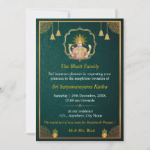 Inbjudningskort till Satyanarayan Swamy Katha