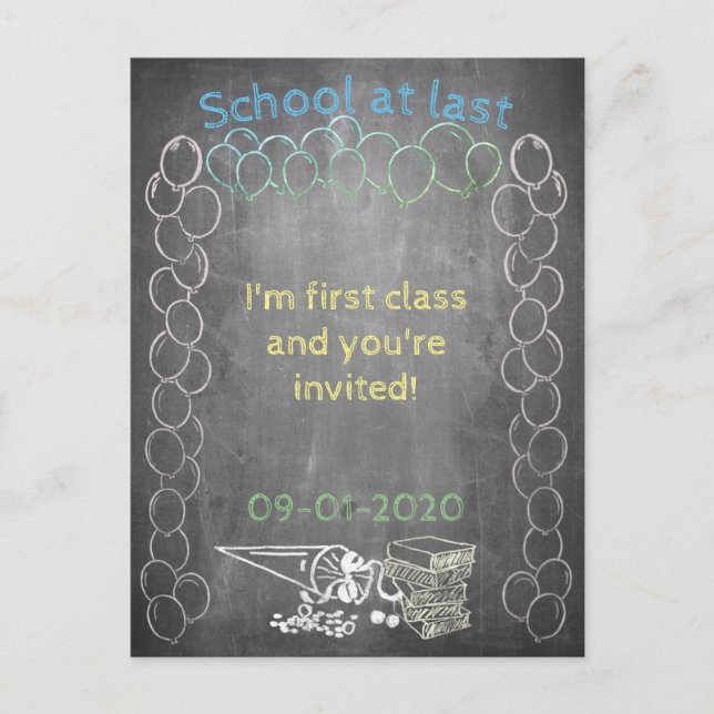 Inbjudningskort till skolregistrering på skrivbord (Framsida)