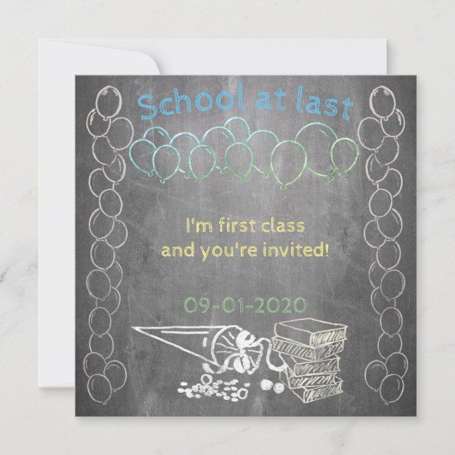 Inbjudningskort till skolregistrering på skrivbord (Framsida)
