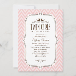 Inbjudningskort till tvillingflicka baby shower