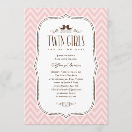 Inbjudningskort till tvillingflicka baby shower