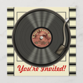 Inbjudningskort till Vintage Vinylskiva-fest