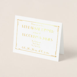 Inbjudningskorten Art Deco Real Gold Foil Bröllop Folierat Kort