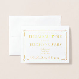 Inbjudningskorten Art Deco Real Gold Foil Bröllop Folierat Kort