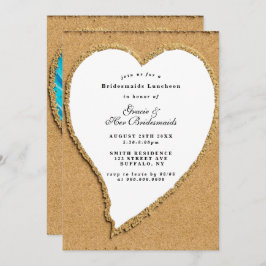 Inbjudningskorten Beach och Sand Heart Bridesmaids