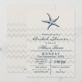 Inbjudningskorten Blue Chevron Starfish Beach möhi Inbjudningar