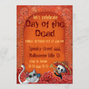 Inbjudningskorten Day of the dead Skeletons El Mar Inbjudningar