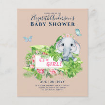 Inbjudningskorten Elephant Baby Shower Gender Reve