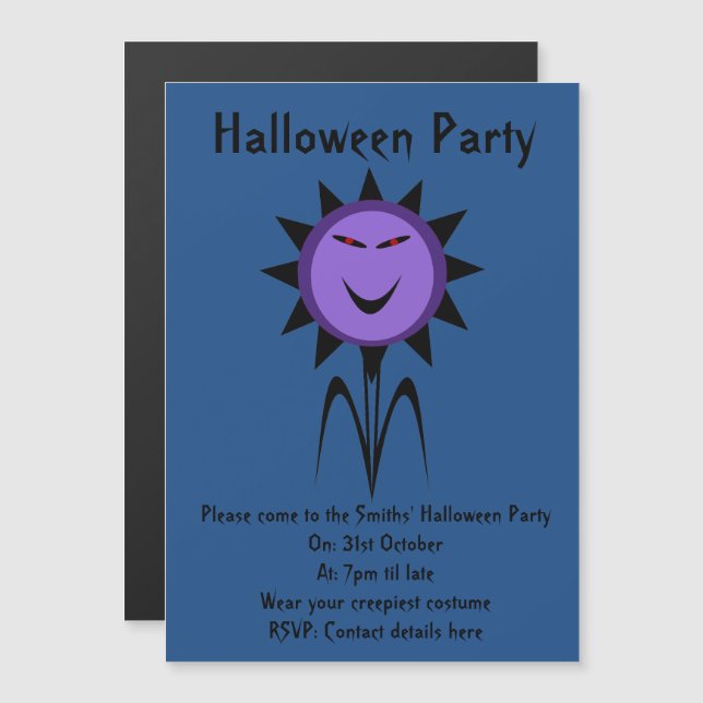 Inbjudningskorten Evil Flower Kawaii Goth Hallowee Magnetisk Inbjudningskort (Fram/baksida)