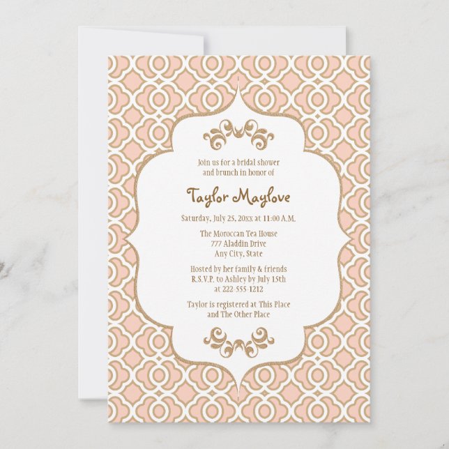 Inbjudningskorten för  Rosa Guld marockanska Möhip Inbjudningar (Framsida)
