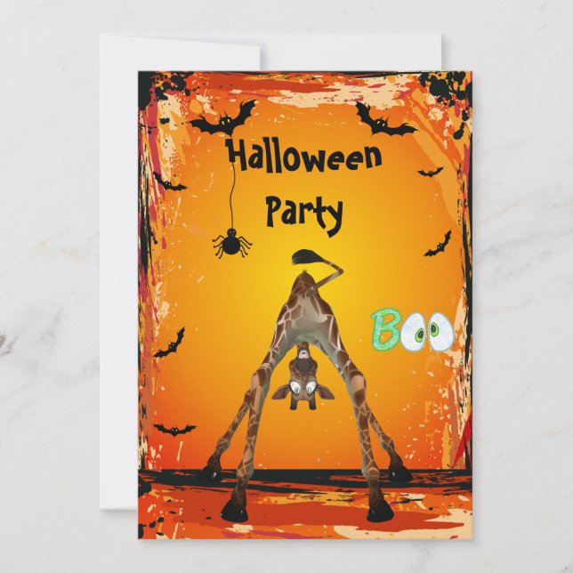 Inbjudningskorten Giraffe Halloween fest Inbjudningar (Framsida)