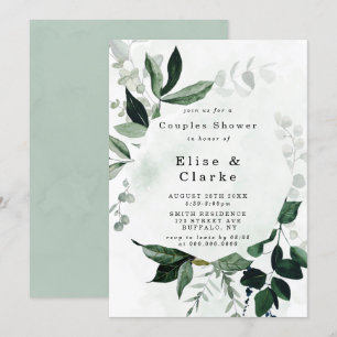 Inbjudningskorten Grey Rustic Eucalyptus Par Showe