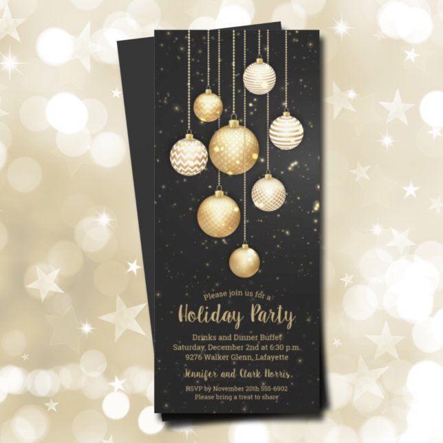 Inbjudningskorten Guld Baubles Julgran Ornaments (Skapare uppladdad)