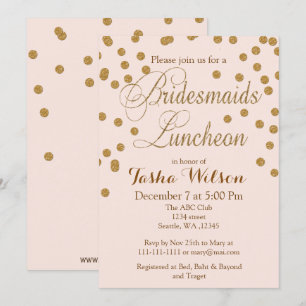 inbjudningskorten Guld Glitter Bridesmaids Lunche Inbjudningar