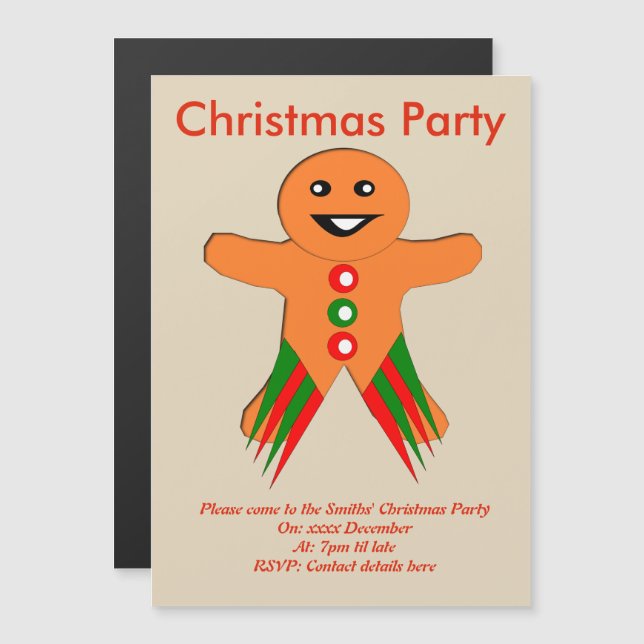 INBJUDNINGSKORTEN i PEPPARKAKSGUBBEN PARTY ANPASSN Magnetisk Inbjudningskort (Fram/baksida)