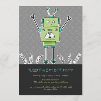 Inbjudningskorten Lycklig Robot och Vår Barns föde Inbjudningar
