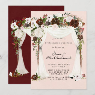 Inbjudningskorten Marsala Rosa Canopy Bridesmaids