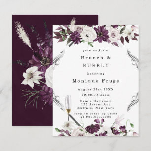 Inbjudningskorten Plum och Silver Geometric Brunch Inbjudningar
